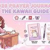 Blog banner for a 2026 prayer journal guide featuring an illustrated girl writing at a desk alongside a notebook, pen, washi tape, and stickers.