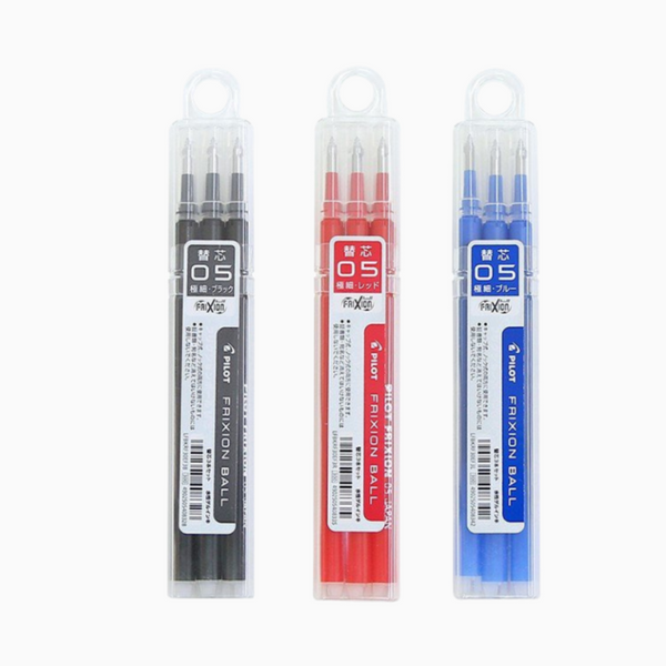 Pilot FriXion Ball Knock Retractable Gel Pen Refill - 0.5 mm - Pack of 3