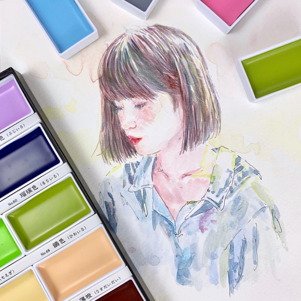 Kuretake Gansai Tambi Watercolor Palette - 12 Color Set