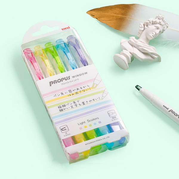 Uni Propus Window Highlighter - 5 Color Set - Light Colors