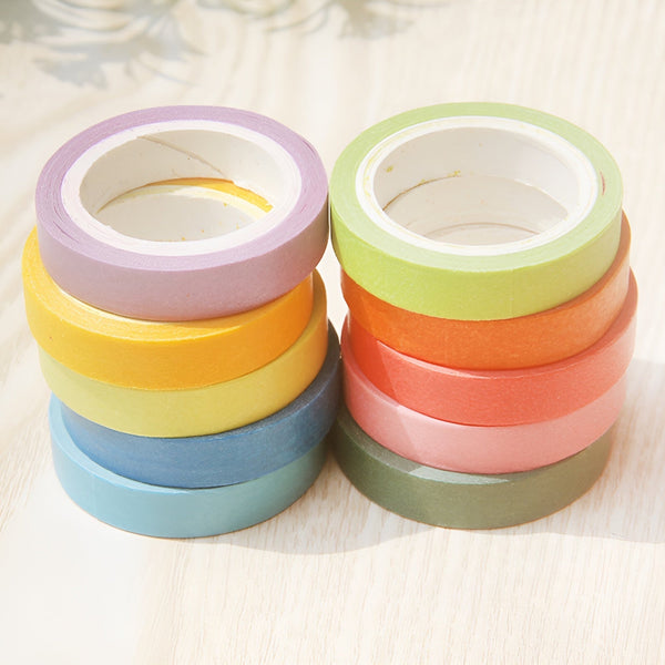 10 Psc Candy Color Decorative Adhesive Tapes