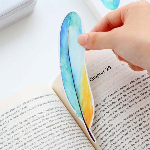 Colorful Feather Bookmarks - Set of 30