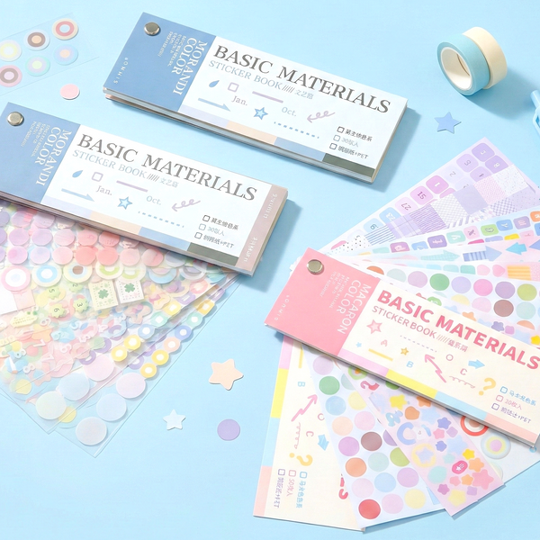 Basic Materials Sticker Book – Pastel & Neutral Palettes