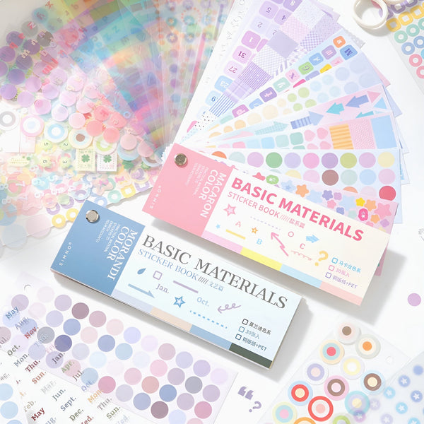 Basic Materials Sticker Book – Pastel & Neutral Palettes