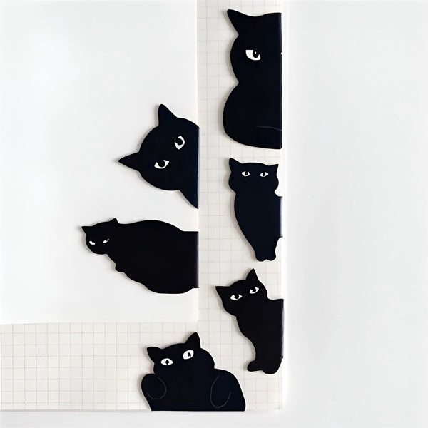 Black Cat Magnetic Bookmark - Set of 6