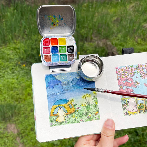 Compact Artist's Watercolor Tin Box