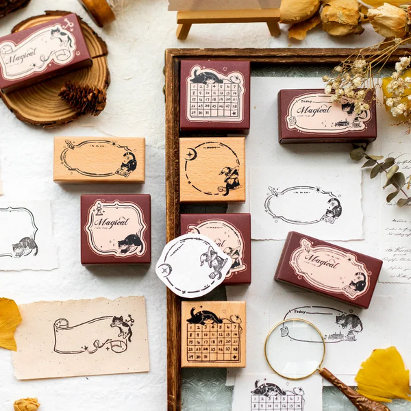 Feline Journal Wooden Stamp