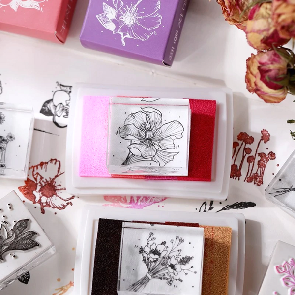 Flower Garden Rubber Stamp - Rye