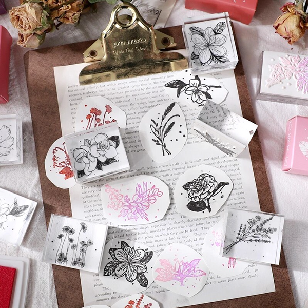 Flower Garden Rubber Stamp - Rye