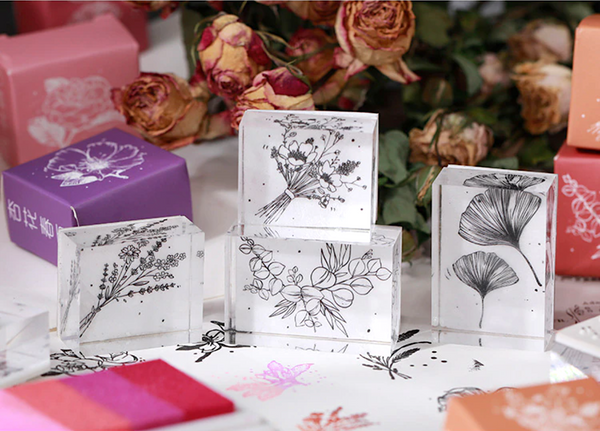 Flower Garden Rubber Stamp - Rye