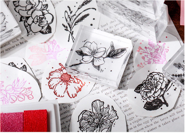 Flower Garden Rubber Stamp - Rye
