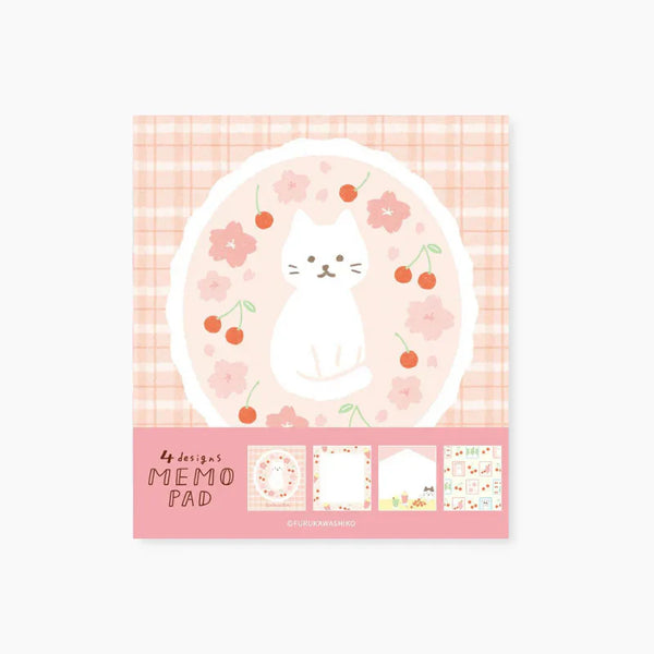 Furukawashiko 4 Designs Memo Pad - Cat & Sakura