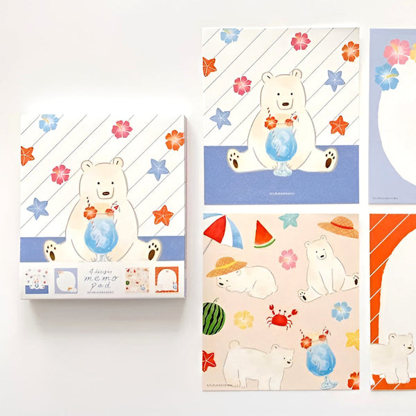 Furukawashiko 4 Designs Memo Pad - Limited Summer Edition - Lemonade Polar Bear