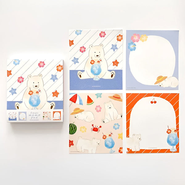 Furukawashiko 4 Designs Memo Pad - Limited Summer Edition - Lemonade Polar Bear