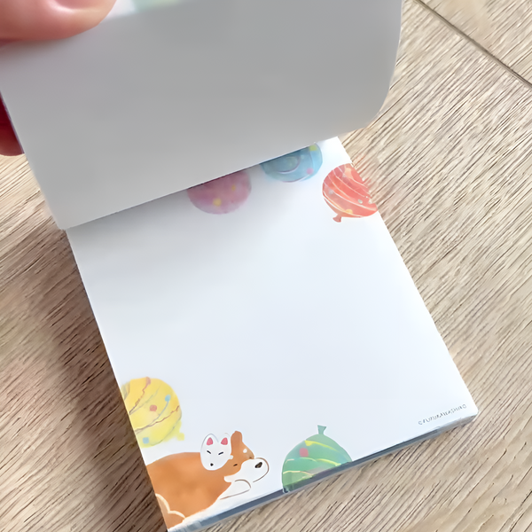 Furukawashiko 4 Designs Memo Pad - Limited Summer Edition - Shiba Fireworks
