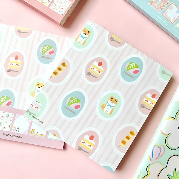 Furukawashiko 4 Designs Memo Pad - Shiba & Japanese Sweets