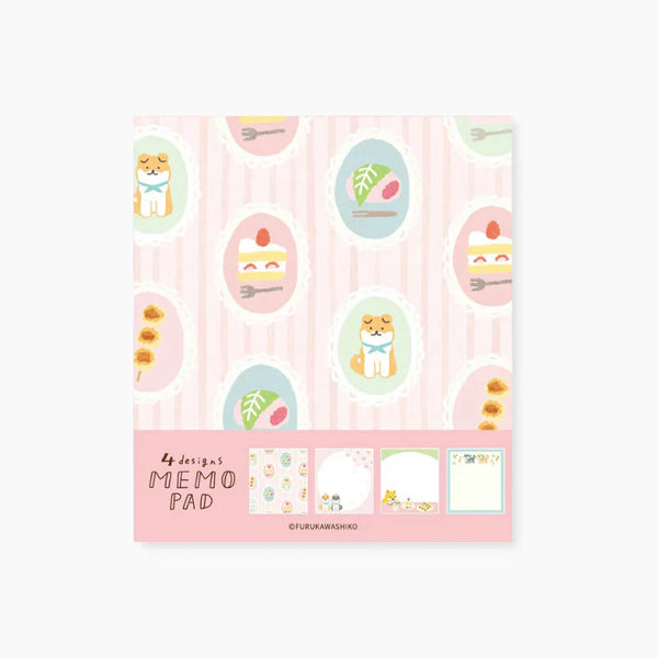 Furukawashiko 4 Designs Memo Pad - Shiba & Japanese Sweets