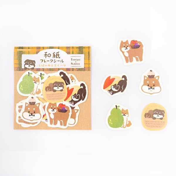 Furukawashiko Flake Stickers - Limited Autumn Edition - Shiba Inu & Sweets