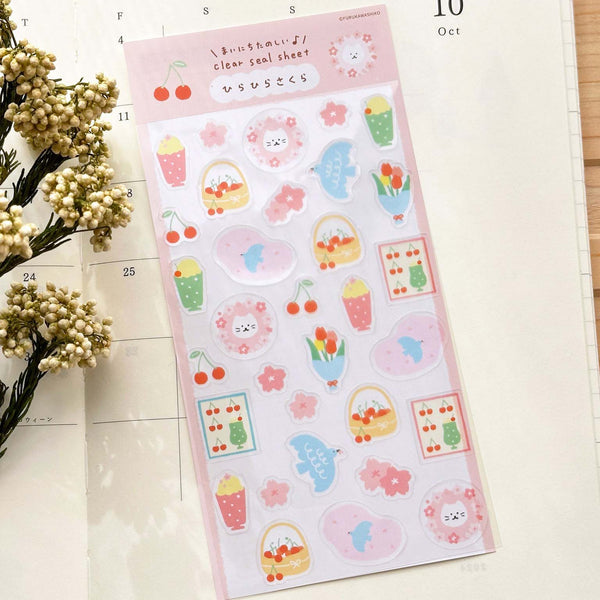 Furukawashiko Transparent Sticker Sheet - Fluttering Sakura