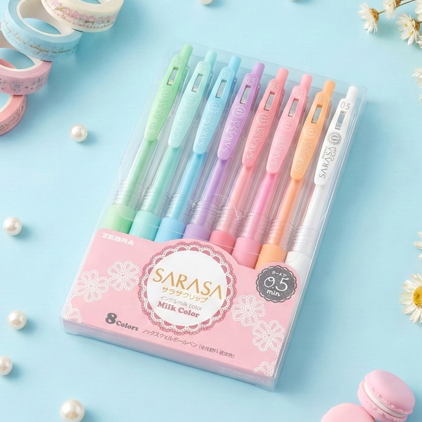 Zebra Sarasa Clip Milk Color Gel Pen - 8 Color Set