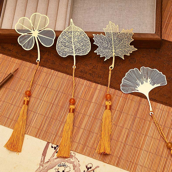 Golden Autumn Leaf Bookmark