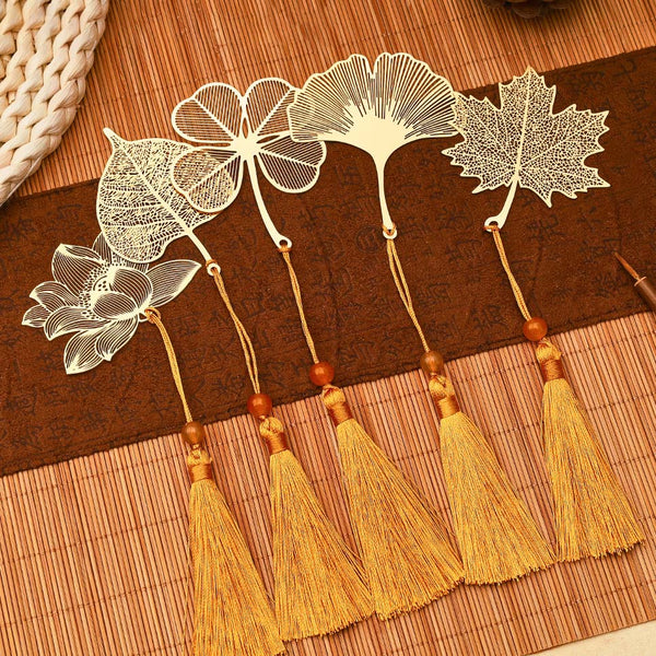 Golden Autumn Leaf Bookmark