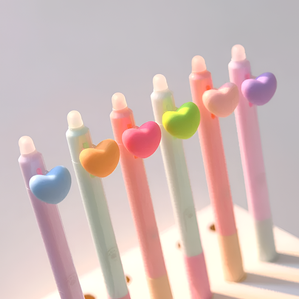 Heart Shaped Clip Erasable Gel Pen