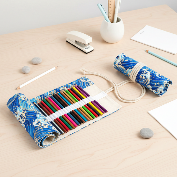 Hokusai Blue Wave Roll-Up Pencil Case