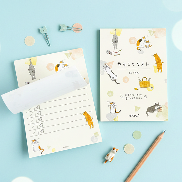 Midori To-Do List Memo Pad - Cats