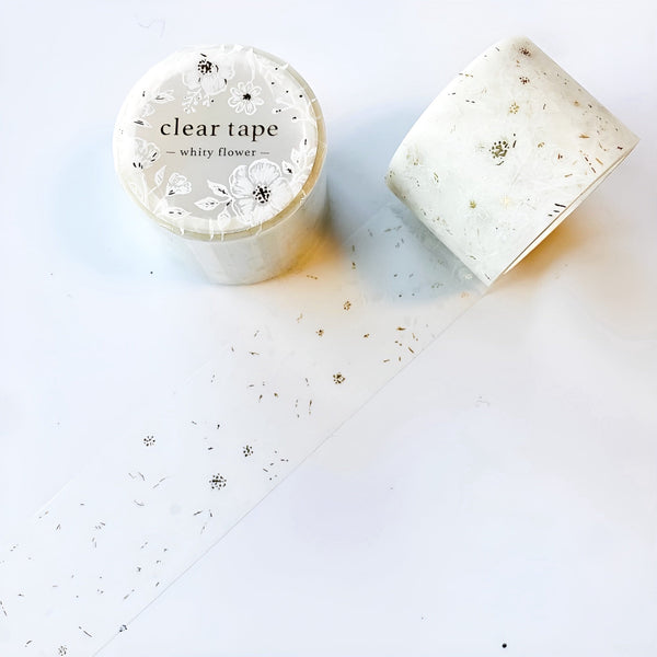 Mind Wave Clear Masking Tape - Whity Flower