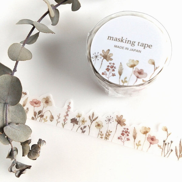 Mind Wave Palette Series Masking Tape - Brown Flowers
