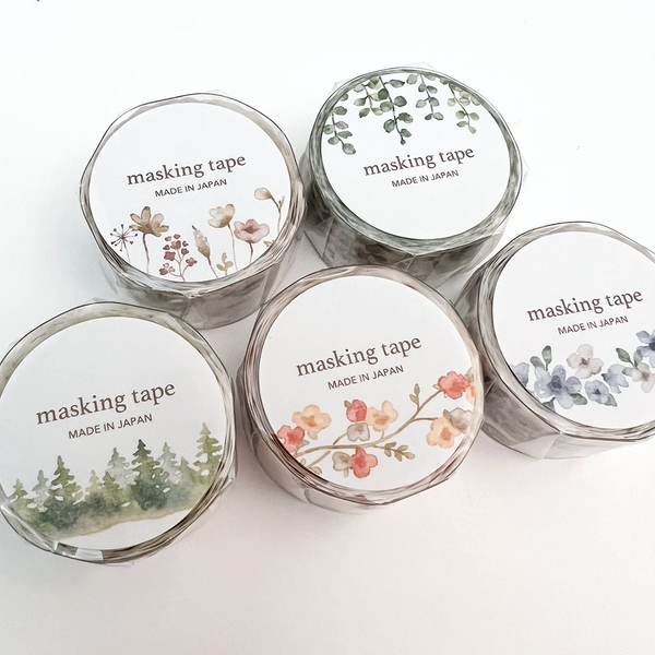 Mind Wave Palette Series Masking Tape - Brown Flowers