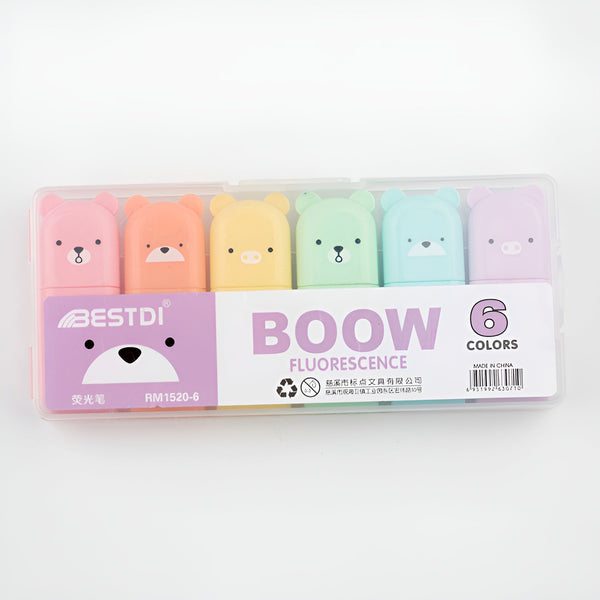 Mini Cartoon Animal Highlighters - Set of 6