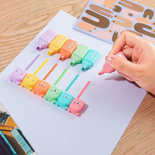 Mini Cartoon Animal Highlighters - Set of 6