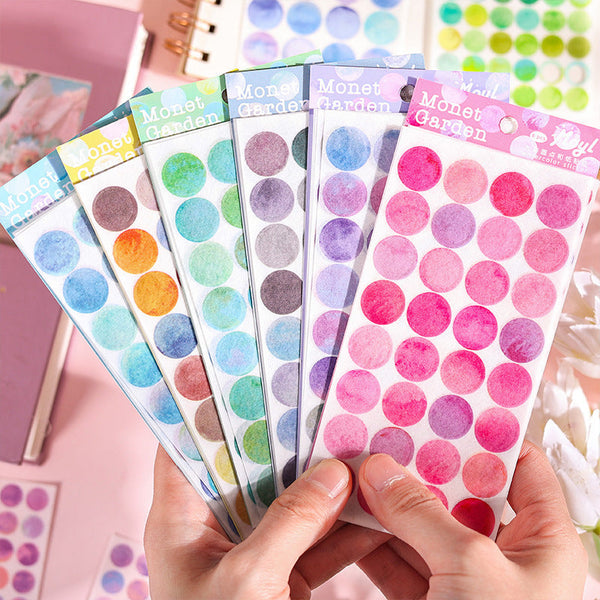 Monet Garden Watercolor Dot Stickers - Set of 6 Sheets