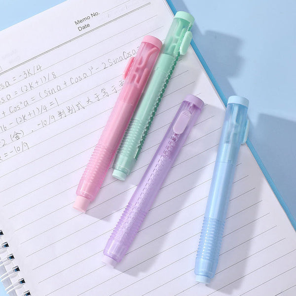 Pastel Pop Pen-Style Click Erasers - With 3 Bonus Refills
