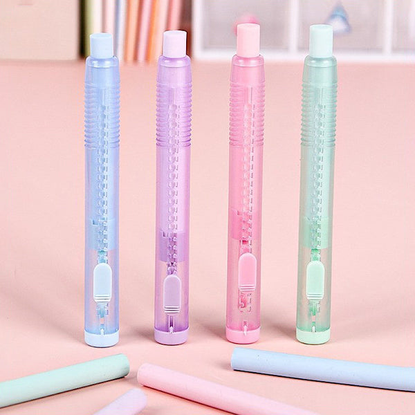 Pastel Pop Pen-Style Click Erasers - With 3 Bonus Refills