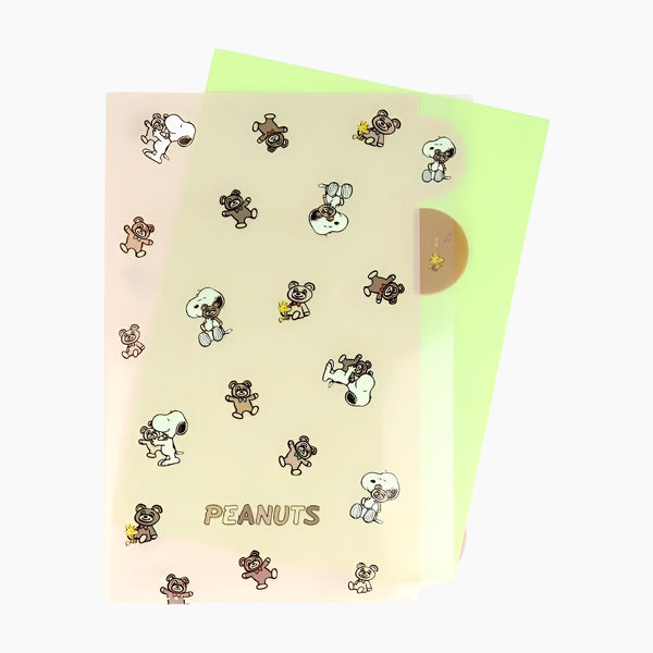 Peanuts Snoopy A4 Folder With Dividers - Snoopy & Cuddly Bears - Brown