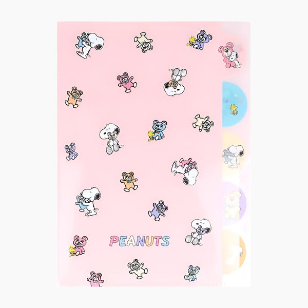 Peanuts Snoopy A4 Folder With Dividers - Snoopy & Cuddly Bears - Pink