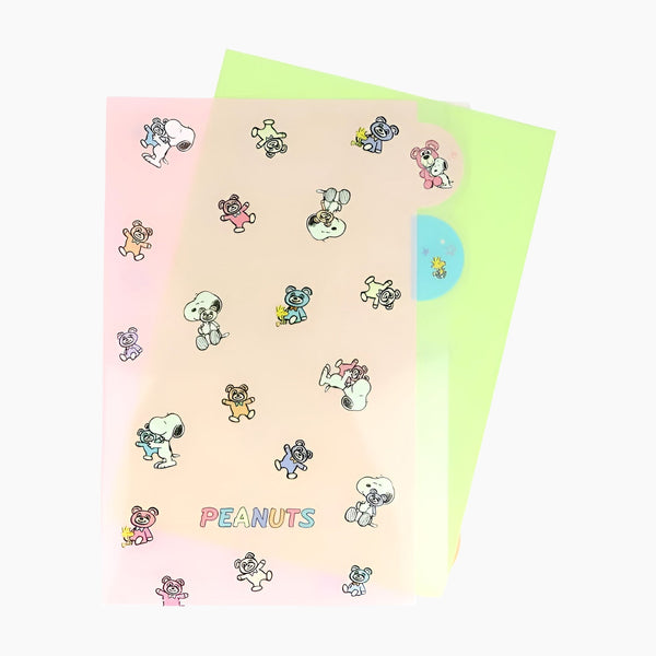 Peanuts Snoopy A4 Folder With Dividers - Snoopy & Cuddly Bears - Pink