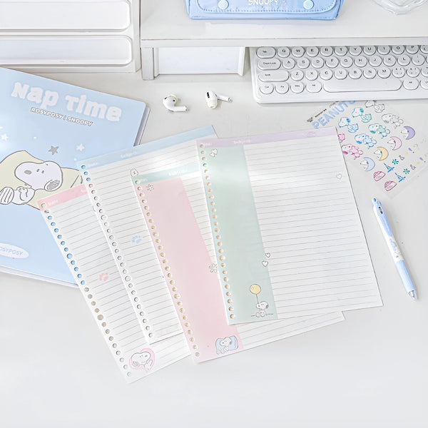 Peanuts Snoopy B5 Binder Notebook + Snoopy Inserts + Stickers - Limited Pastel Snoopy Edition