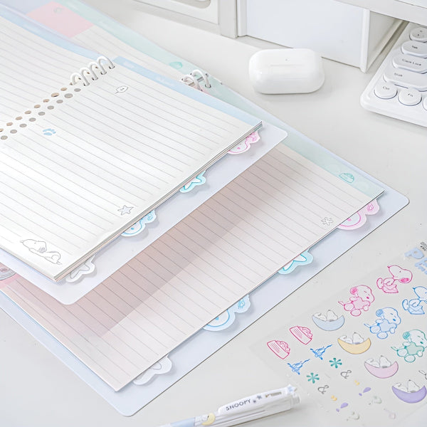 Peanuts Snoopy B5 Binder Notebook + Snoopy Inserts + Stickers - Limited Pastel Snoopy Edition