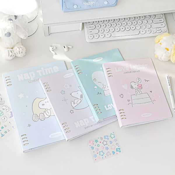 Peanuts Snoopy B5 Binder Notebook + Snoopy Inserts + Stickers - Limited Pastel Snoopy Edition