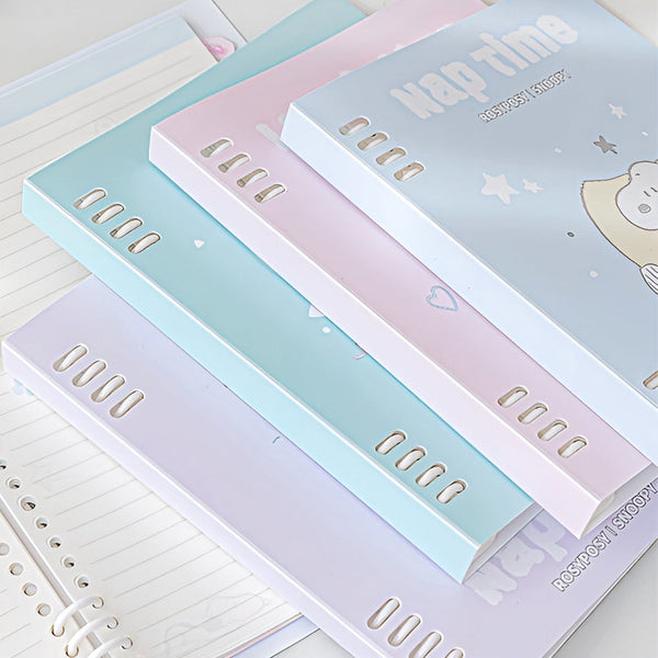 Peanuts Snoopy B5 Binder Notebook + Snoopy Inserts + Stickers - Limited Pastel Snoopy Edition