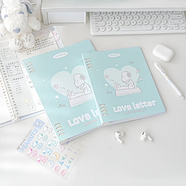 Peanuts Snoopy B5 Binder Notebook + Snoopy Inserts + Stickers - Limited Pastel Snoopy Edition