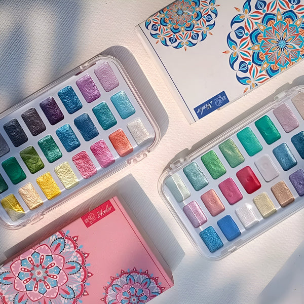 Pearlescent Dreams Watercolor Palette - 24 Color Set