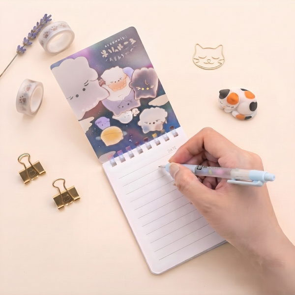 Peek-a-Boo Kitty Soft Ring Notepad