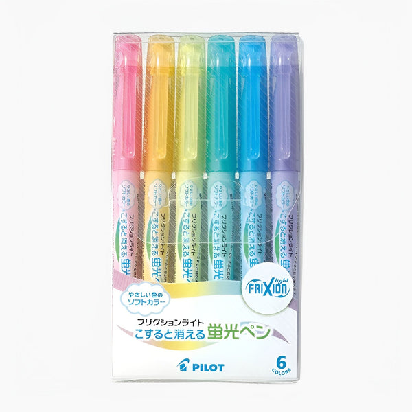 Pilot FriXion Soft Pastel Color Erasable Highlighters - 6 Color Set