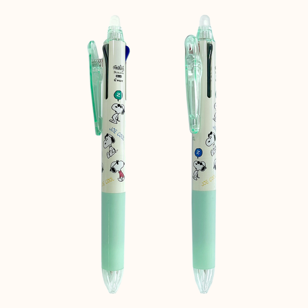 Pilot Frixion Peanuts Snoopy 3-in-1 Multicolor Ballpoint Pen - Limited Vintage Series - Mint & Beige
