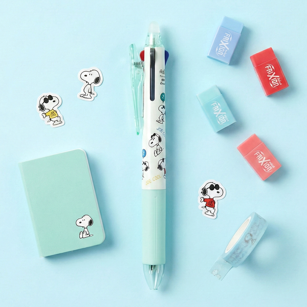 Pilot Frixion Peanuts Snoopy 3-in-1 Multicolor Ballpoint Pen - Limited Vintage Series - Mint & Beige
